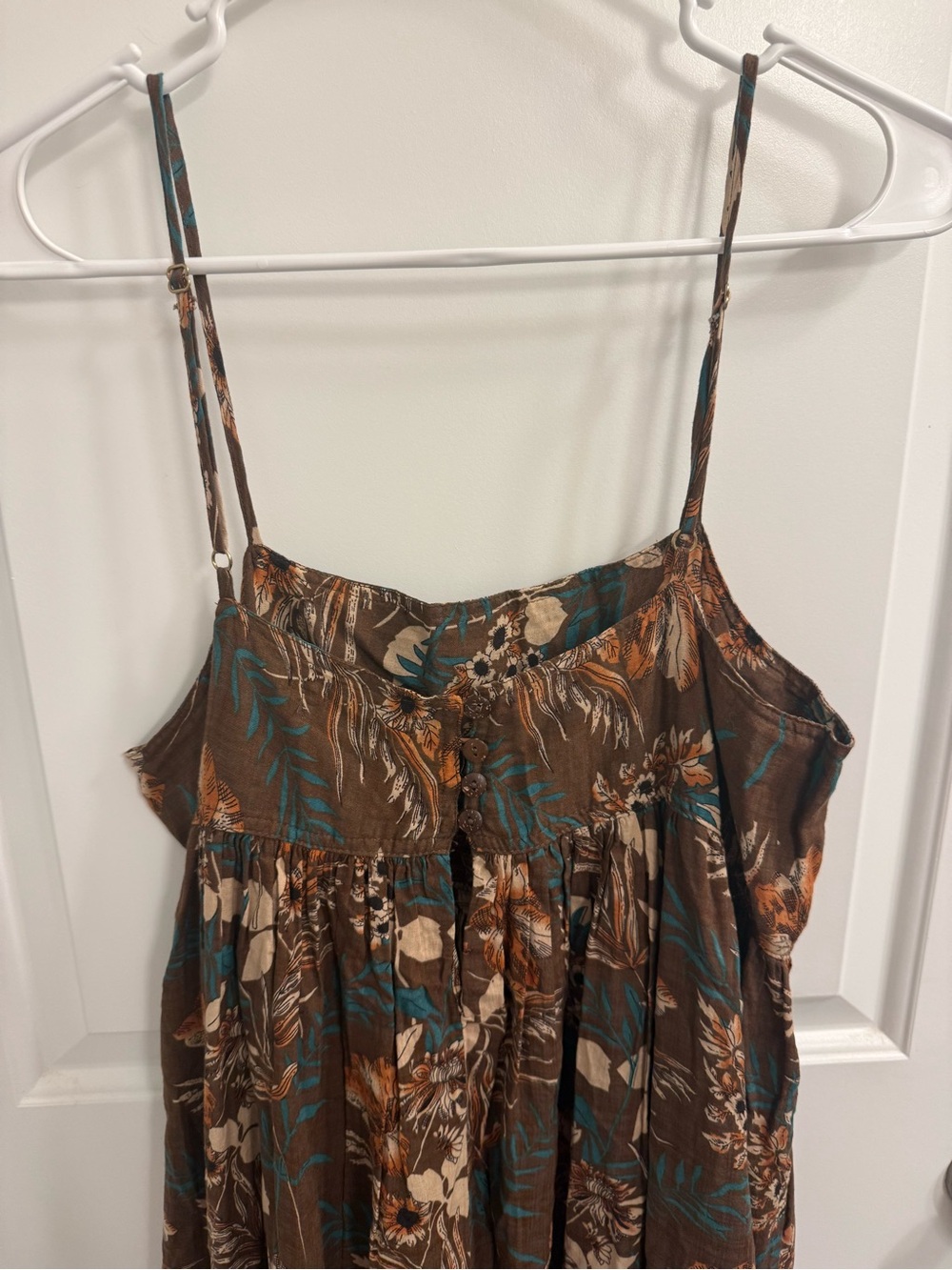 NATURAL LIFE Brown Floral Maxi Dress with Spaghetti Straps Size M - Picture 4 of 6